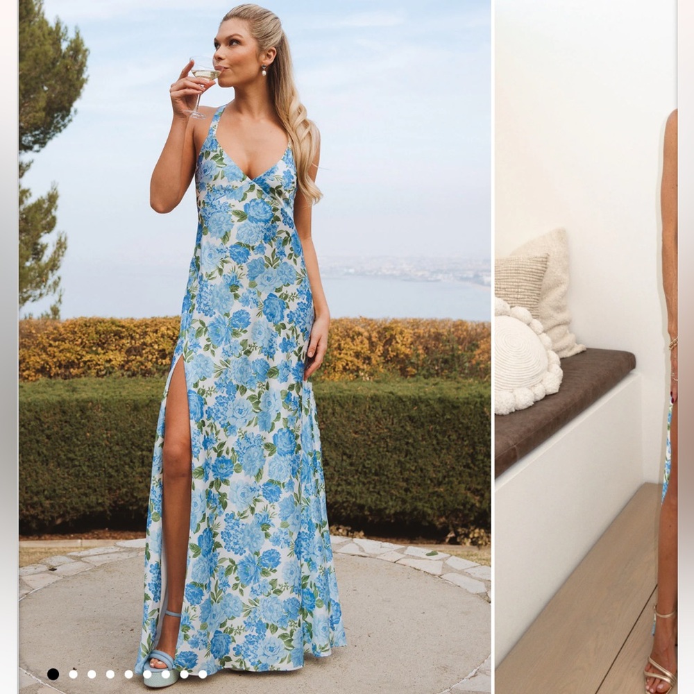 Show Me Your MuMu Blue Floral Maxi Dress